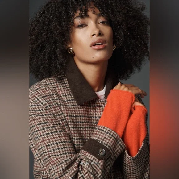 ✨ Anthropologie Houndstooth Barn Coat Sz M - Picture 4 of 10